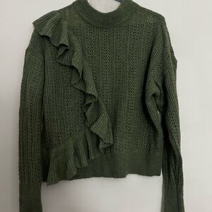 RW&CO. Olive Ruffle Knit Sweater